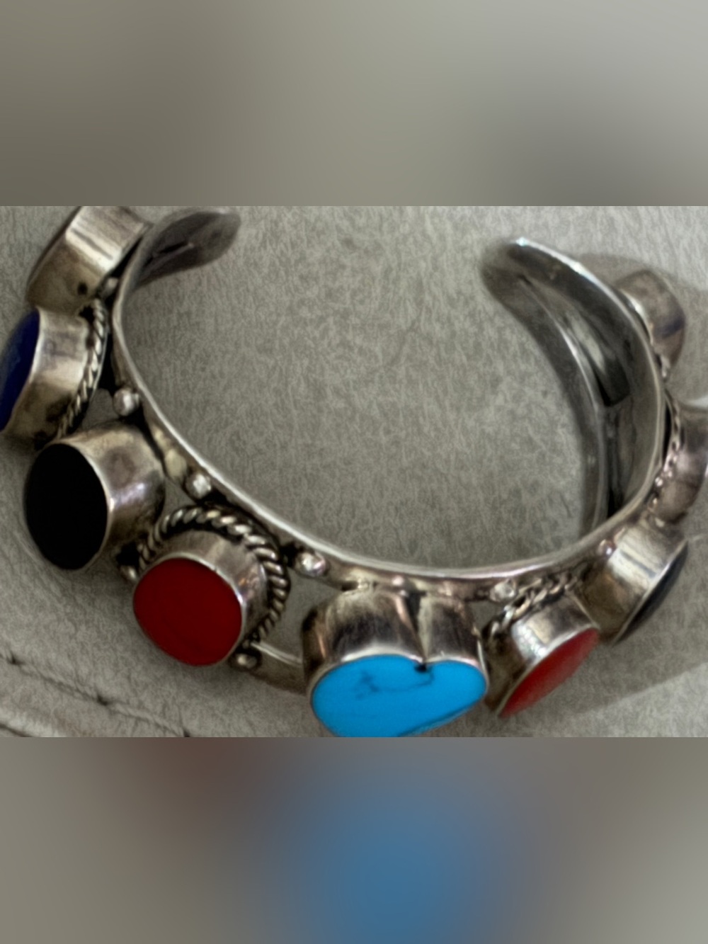 Native, Zuni or Navajo ? Sterling & Multi- Stone Cuff